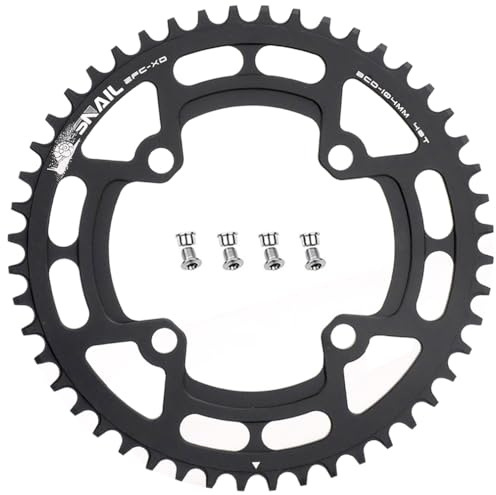 CYSKY Plateau de vélo 104 BCD 40 42 44 46 48 50 52 Dents Narrow Wide Mono Plateau VTT avec boulons de pignon pour vélo de Route, VTT, Gravel, BMX, Ebike (Noir, 48 Dents)