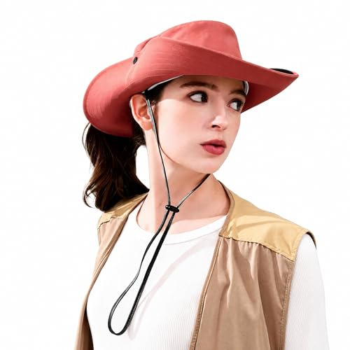 FairyPeach Sombrero Hombre, Gorro Pescador Lluvia ala Ancha, Boonie Gorras y Sombreros Protección UV Malla Transpirable, Sombrero de Sol Verano Bucket Hat (FR/ES, Letras, Talla única, Rojo)