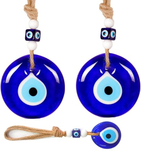 ZHAOYCSH 2 Piezas Ojo Turco Mal de Ojo Regalo de Bendición - Amuleto Protector Azul para Decoración del Hogar (5 cm) - Colgante de Pared para Casa, Balcón y Coche - Símbolo de Protección y Bendición