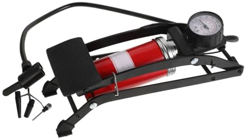 Happyyami Multifunction Heavy Duty Tire Foot Pump with Barometer Skid Foot Pedal Inflator for Car Motorcycle Bicycle Ball and Inflatable Beds Compact Manual Air Pump for Vehicle Tires