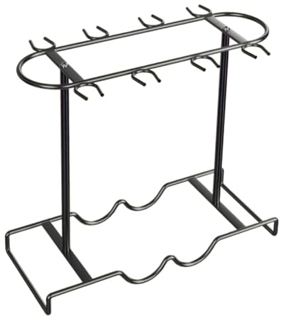 Sharplace Porta Bicchieri Da Vino Scolabicchieri Da Appoggio Rastrelliera per Calici Portabottiglie Da Tavolo in Metallo Robusto Adatto per Cucina Bar E Ristor, Nero