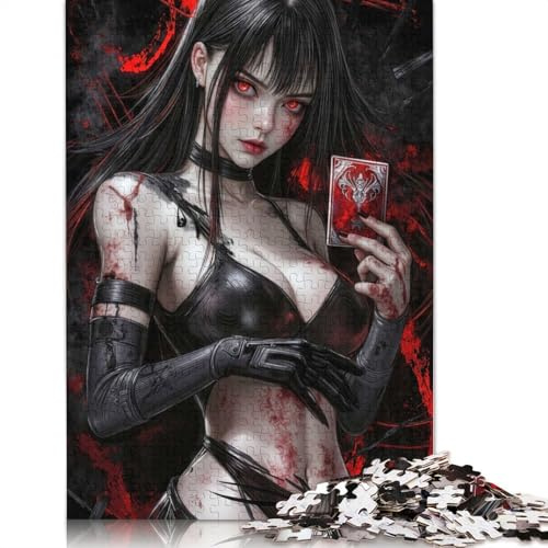 1000 Piece Anime Girl with Card Creative Square Jigsaw Puzzles for Adults & Wooden Puzzles Educational Toys 1000pcs (75x50cm)
