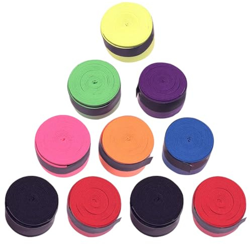 TOYANDONA Surgrip pour Badminton 10 Rouleaux Ruban Adhésif Antidérapant pour Grip Raquette Tennis et Badminton, Polyuréthane Respirant, Multi-Couleurs Assorties