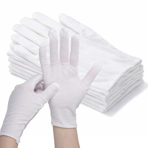 5 paia di guanti in cotone per mani asciutte, guanti idratanti riutilizzabili, guanti in panno morbido, guanti in cotone sottile per dormire, spa, monete, gioielli e gestione archivio, donne e uomini