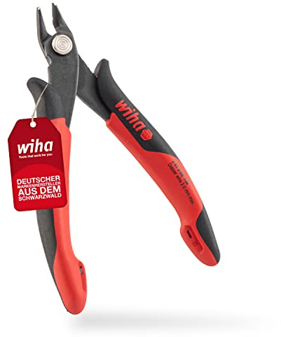 Wiha Präzisions Seitenschneider Elektronik klein (27393) breiter, spitzer Kopf ohne Wate 130mm I Drahtschneider Elektroinstallation I in Verpackung