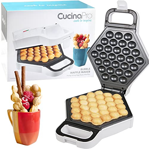 Bubble Waffle Maker- Electric Nonstick Hong Kong Egg Waffler Iron Griddle w Ready Indicator Light- Ready in under 5 Mins w Recipe Guide- Homemade DIY Ice Cream Cones- Special Breakfast, Dessert Gift