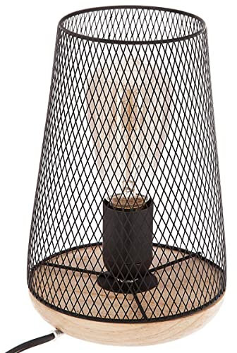 Atmosphera - Lampe Zely noire - métal & bois H23 cm