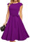 DRESSTELLS Robe Cocktail Mariage Vintage Robe Casual Femme Robe de Soiree Femme Robe baptême col Rond Manches Courtes Violet M