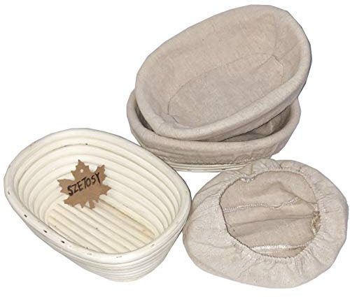 Goodchancecuk - Cestino per la lievitazione del pane, 3 pezzi, in rattan naturale, 25,4 cm, per impasto di pane, pizza e pasticceria