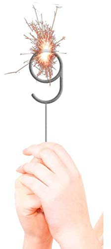 NET TOYS Universelle Wunderkerze mit Zahl 9 - Silber 16,5 cm - Funkelnde Party-Dekoration Kerzen für Torte - Bestens geeignet für Geburtstagsfeier & Jubiläumsfeier