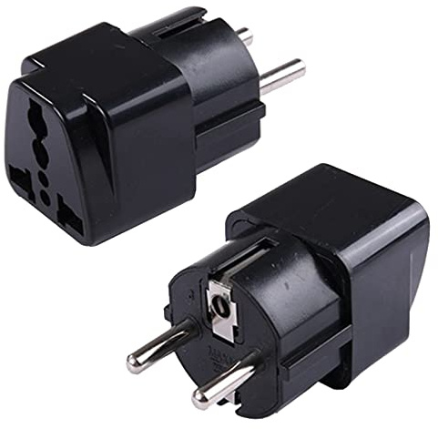 EU till USA/UK/AU-Uttagsomvandlare, 250V 2500W AC-Resekontaktsadapter, Europeiska Länder Laddning Universell Kontakt/Uttag Omvandlaradapter (Svart)