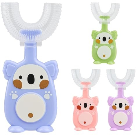 Kids U Shaped Toothbrush, 4 Pcs Soft Silicone Toddler Toothbrushes, Food Grade Bristles Massage Gums, All-Round Oral Cleaning Toothbrush for Kids 2-6 Years Old