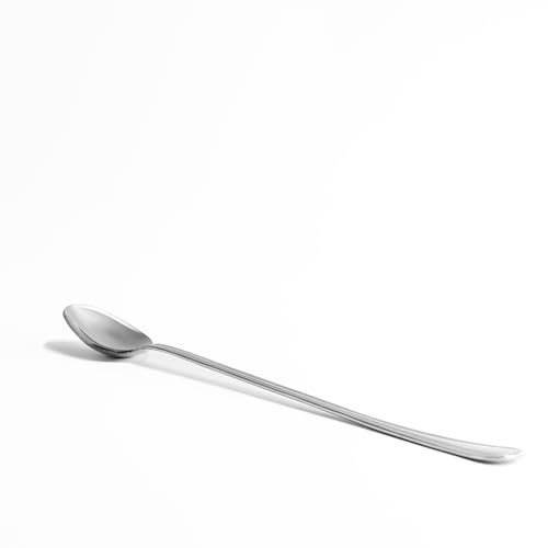 zanetti Lot de 12 cuillères à boisson 20 cm en acier inoxydable 18/C, modèle Leonardo, acier brillant et résistant, lot de 12 pièces, fabriqué en Italie