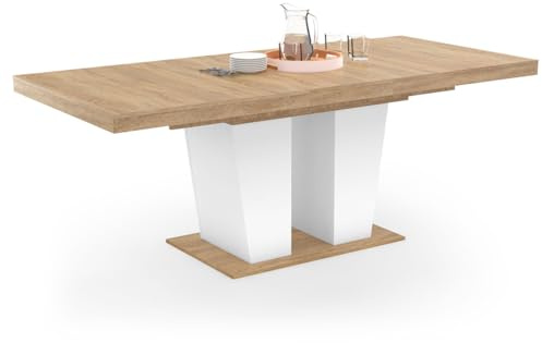 IDMarket - Table à Manger Extensible Rectangle ELIAD 6-10 Personnes Bois et Blanc 160-200 cm