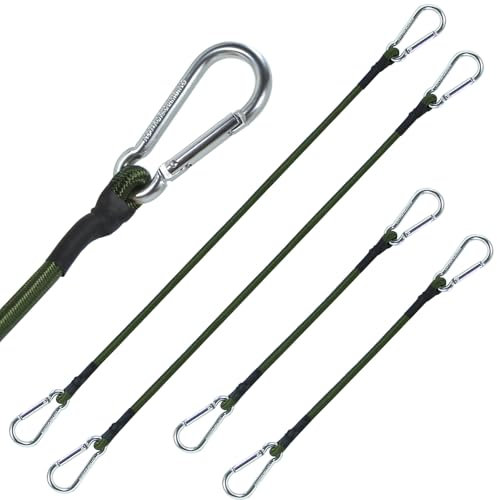 LHOEST Lot de 4 tendeurs en caoutchouc avec crochets - 60 cm et 30 cm - Tendeur en caoutchouc avec mousqueton - Tendeur en caoutchouc avec crochet - Tendeur de bagages - Pour vélo, bagages, camping