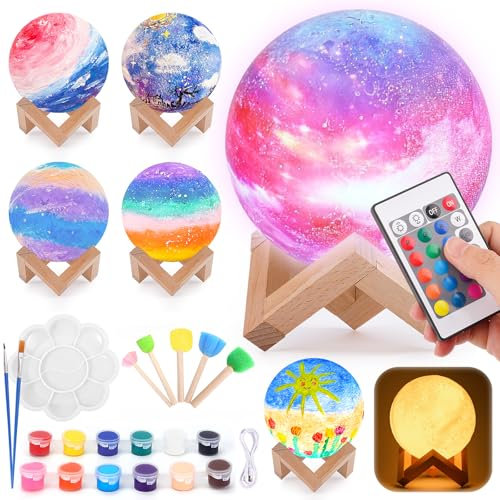 Cadeau Fille 7 8 9 10 Ans: Jouet Enfant 5 6 7 8 Ans Activites Manuelles pour Enfants Loisirs Créatifs Fille 8-9-10-11 Ans Kit de Peinture Lampe Lune Veilleuse Cadeau Anniversaire Fille Garcon 3-12 An