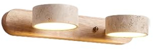 WOEOFK9 Aplique de Tocador de Piedra Natural Estilo Rústico Aplique de Pared Lineal de Madera Travertino Amarillo 2/3/4 Luces Lámparas de Baño Sobre Espejo Luz LED para Cuadros Giratoria 180°