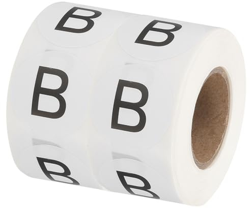 PATIKIL Etichette Inventario Lettera B, Adesivi Lettere Maiuscole 1 Adesivi Autoadesivi Tondi Cerchio per Codifica (2 Rotoli/Totale 1000Pz) per Ufficio