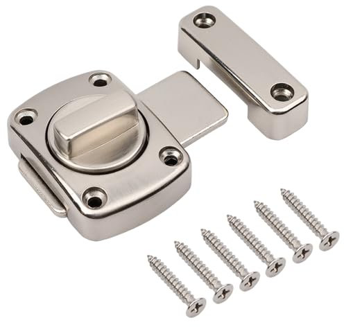 AMZSKU Cerradura Giratoria de Puerta, Cerrojo Puerta de Seguridad de Acero Inoxidable, Pestillo Antirrobo para Puerta de Baño Armario, Plata
