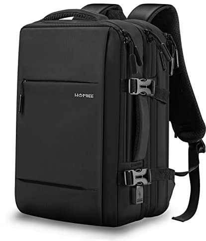 HOMIEE Handgepäck Reiserucksack Laptop Rucksack Herren Erweiterbar 25L-38L 15.6 Zoll Wasserdichter Groß Rucksack Ausziehbar Viele Fächer Arbeit Uni Koffertasche mit USB-Ladeanschluss