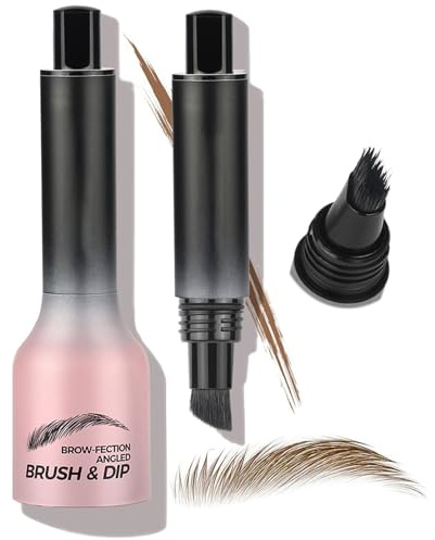 Brow-Fection Angled Brush & Dip Liquid Eyebrow Gel, Brow Lamination & Powder Pen, Eyebrow Hair Stroke Brush, Wild Eyebrow Pencil Waterproof Long Lasting Quick Drying (#02 Taupe)
