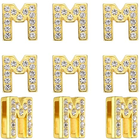 PATIKIL Strass bokstavsberlock, 30 st 10 mm glidarmband hängen kristall bokstav m berlock hängen alfabet A-Z för gör-det-själv smyckestillverkning halsband armband, guldton, 13mm, legering, Strass