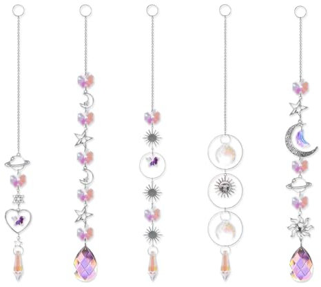 LCUHAVA 5 Pezzi Acchiappasole, Stella Acchiappasole e Decorazioni Sole, Luci Artigianali Acchiappasole Decorazioni Finestra per Casa Giardino Partito Matrimonio Decorazione Esterna