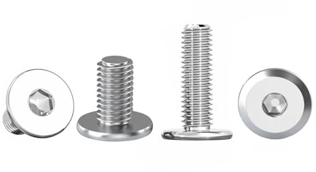 Viti a testa piatta, a esagono incassato, 20 pezzi, in acciaio inox A2 V2A, con testa semicircolare, viti in acciaio inox filettatura completa (M6 x 16 mm)