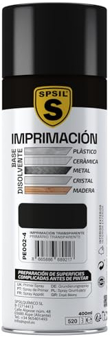 SPSIL Pintura Imprimación en Spray Transparente 400ml - Mejora la Adherencia de la pintura - Aplicación fácil y precisa - Secado Rápido