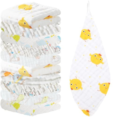 10 Stück Musselin Baby Waschlappen Neugeborene, Waschlappen Baby Neugeborene Musselintücher, Weiche Handtücher Set, Mehrweg Baby Waschlappen Für Mädchen Und Jungen Baby, Zufälliger Stil, 25x50 cm