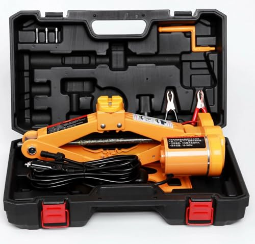 Uadme Gato para Coche, 3T Gato Eléctrico de Coche, Kit de Gatos de Tijera 12V, Portátil Kit de Emergencia para SUV y Vehículo, Altura de Elevación 120-420 mm