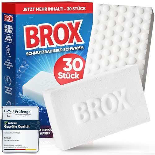 BROX Smutsradergummi, 30 svampar | Suddgummi för kök, badrum, skor, bil, robust magisk svamp, vit magisk Eraser svamp för alla typer av fläckar