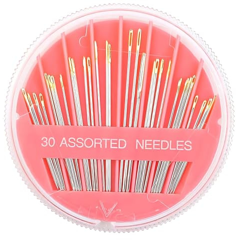 30 Pcs Hand Sewing Needles,Professional Sewing Needles Kit,Multi-Size Gold-Plated Hand Embroidery Needles,Mending Craft Sew Case Pink