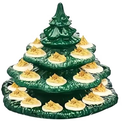 Youding Christmas Tree Deviled Egg Platter - 4 Tier Resin Appetizer Stand With 26 Slots, Festive Serving Tray For Parties | For Holiday Gatherings, Thanksgiving, Wedding & BBQs