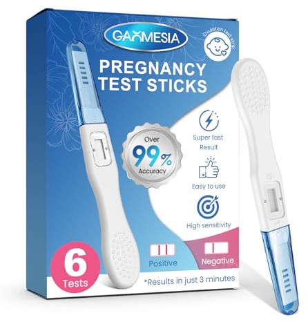 6 Pezzi Test di Gravidanza Precoce, Alta Sensibilità HCG Affidabili, Risultato Rapido e Chiaro in 3 Minuti, Test Affidabile per Uso Domestico, Confezionati Singolarmente