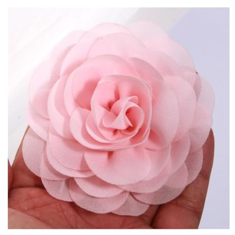 DYYEUAVT 5 stycken 8 cm kronblad vallmo chiffong tyg konstgjorda blommor för brudklänning hattar pannband brosch gör-det-själv heminredning hantverk projekt (rosa)