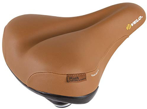 Velo Tour Ela X Sattel, Fahrradsattel, Touringsattel, ARC-TECH stoßabsorbierende Gestellfederung, stabile 2-Komponentenschale, Abriebschutz, inkl. Sattelklemmschelle, 260x220mm, braun