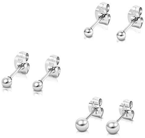 Boucle d’oreille - Argent - Boucle doreille Femme Argent - Clou Oreille Argent Femme - Boucle doreille Homme - Bijoux Argent Femme 925 - Puces Argent - Lot Boucles doreilles Femme - 2, 3, 4 mm