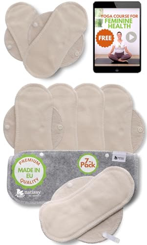 Öko Slipeinlagen waschbar aus bio Baumwolle (Größe S, 7er-Pack); kleine, dünne hochtemperatur-waschbare Slipeinlagen Damen & Mädchen MADE IN EU; 100% Atmungsaktiv (kein PUL/TPU) für täglichen Ausfluss