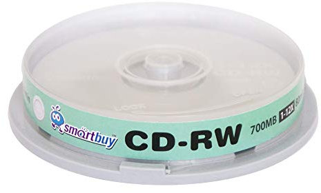 Smartbuy 10 Pack CD-RW 1-12X 700MB/80Min High Speed Logo Rewritable Blank Data Media Disc