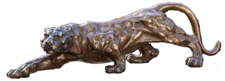 IDYL Brons-skulptur Jaguar | 17 x 19 x 60 cm | Kattdjurfigur som bronsfigur | Trädgårdsskulptur eller vardagsrumsdekoration | Handgjord konst | väderbeständig | AN00215BRW-BS