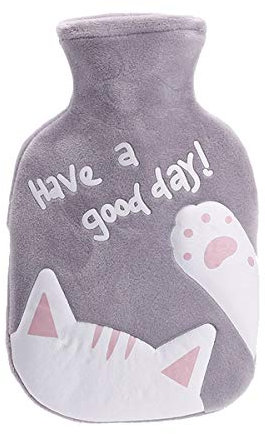Meetlight Bouillotte avec housse en velours doux - Motif de chat - 350 ml