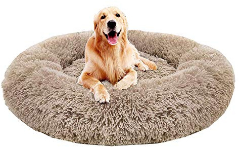 GDDO Premium Cama Ortopédica para Perros Grandes y Extragrandes, Donut Suave de Felpa Redonda, Sofá Con Parte Inferior Resistente al Agua, Cesta Lavable (100cm)