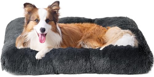 EHEYCIGA Felpa Cama para Perros Grandes 90x60x9 cm, Colchon y Colchoneta Perro Lavable, Cama Gato Suave para Invierno, Gris Oscuro