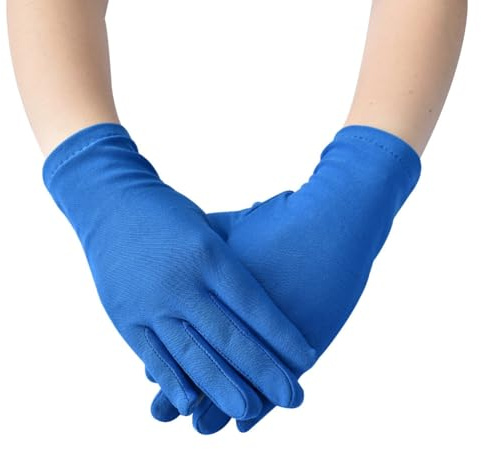 Yurosiay satinhandske dam kort stretch satinhandskar kvällshandskar tunna ventilerande opera handskar danshandskar festhandskar för bröllop bollar teparty bankett 22 x 9 cm röd