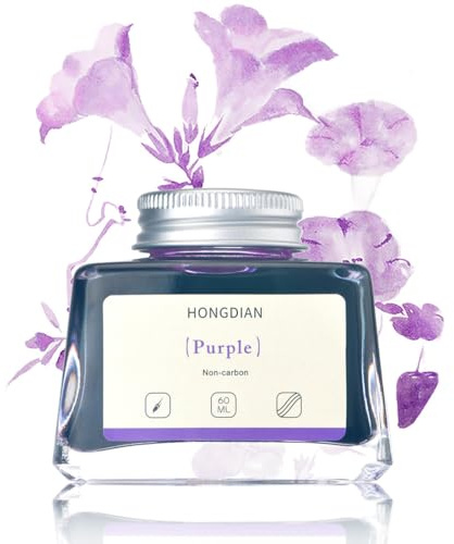 Hongdian Fountain Pen Bottled Ink Purple Color, 60ml Non Carbon Inkwell Bottle, Artist Calligraphy Ink