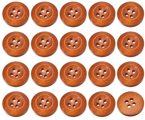 QUARKZMAN 50Pcs Boutons en Bois 20mm (13/16) Bouton Rond en Bois Marron