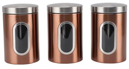 Juego De 3 Botes De Acero Inoxidable, Botes De Cocina, Botes Herméticos, Botes Para Alimentos, Botes Con Tapa, Botes Para Harina Y Azúcar(Rojo)