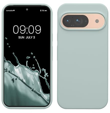 kwmobile Case Compatible with Google Pixel 9 Case - Soft Cover Compatible with Google Pixel 9 Pro Cover - Wireless Charging Cool Mint