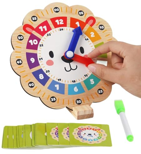 Reloj de para niños, reloj analógico para aprendizaje - Reloj de clasificación de color Reloj educativo en forma de león, interactivo de jardín de infantes, modelo de reloj de dígito